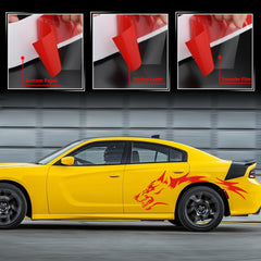 TOMALL wolf trunk red decal enhances rear profile with race flair