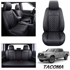 Tomatoman Tacoma seat covers custom-fit for 2005-2026 models in black for a seamless look.