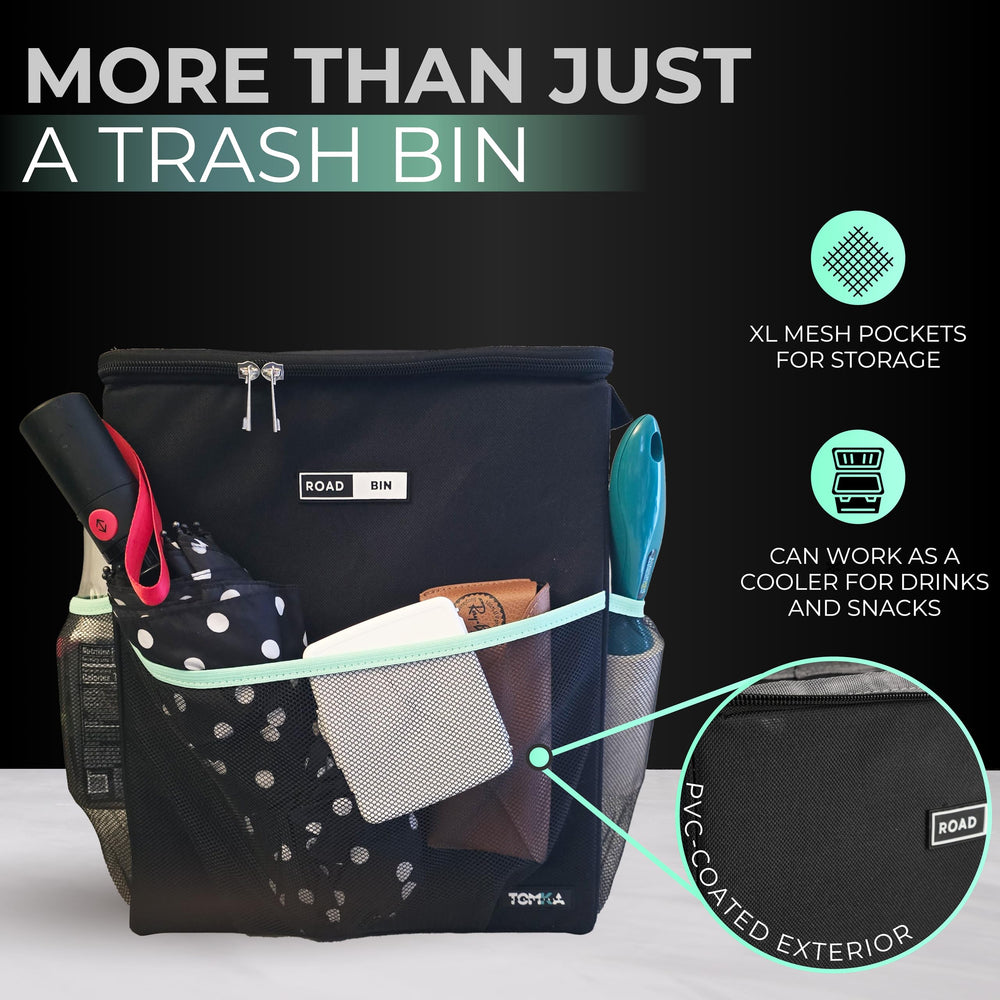 Built-in side pockets shown for organizing wipes and snacks during trips.