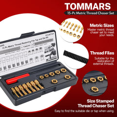 TOMMARS thread chaser M8-1.25 enables precise rethreading in tight spaces.