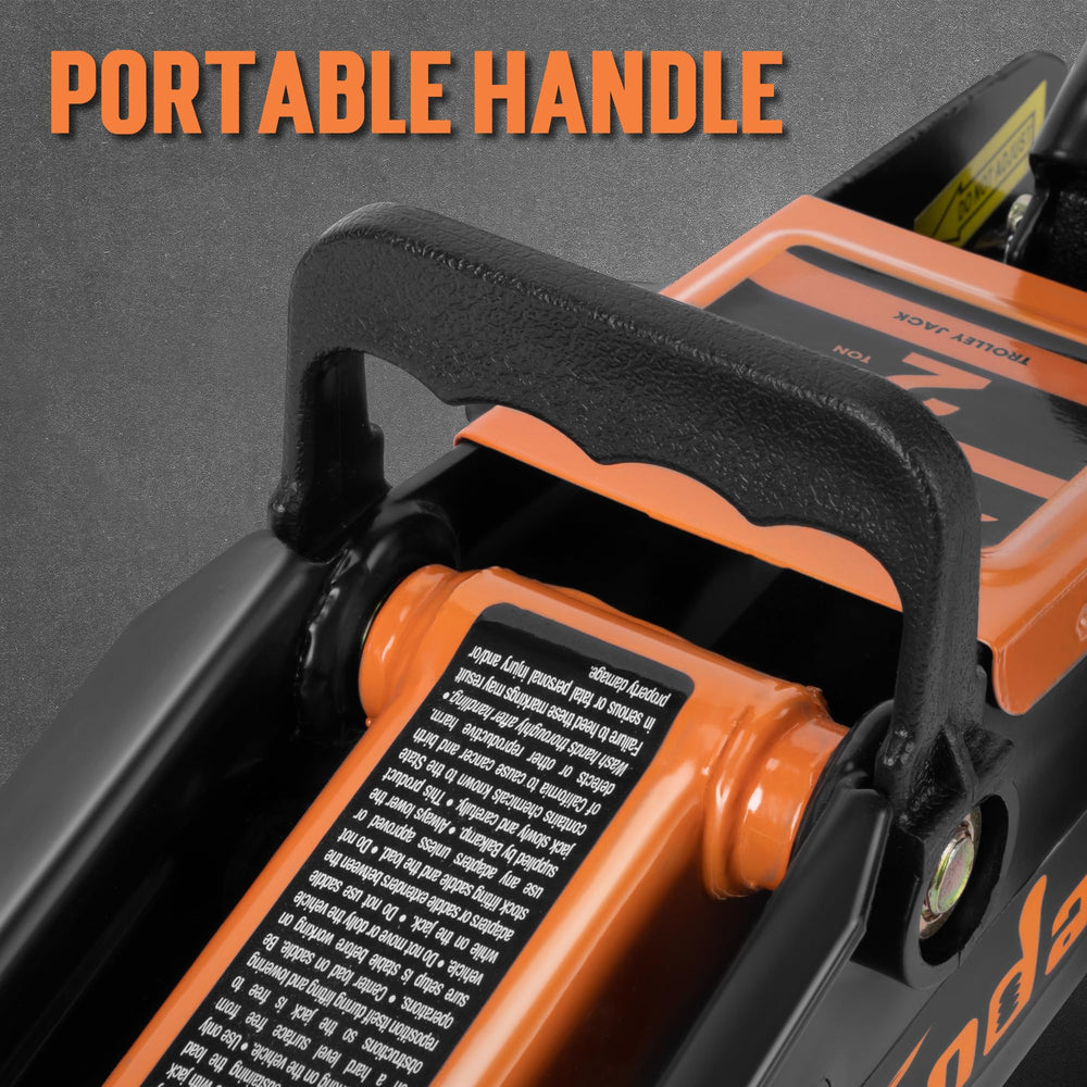 TONDA floor jack uses heavy-duty steel construction for durability