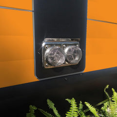 TONDA camper-use scenario illustrating vent protection during travel