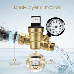 TONDA regulator with inlet screen filter removes sediment for better water quality.