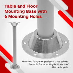 TonGass standard-size pedestal base suits most RV tables for quick, versatile installation.