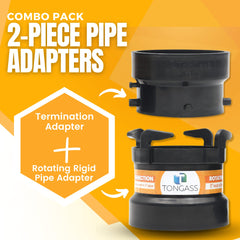 TonGass termination adapter shows bayonet-compatible end for sewer hose connections.