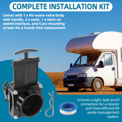 TonGass complete kit for RV sewer valve replacement and setup.