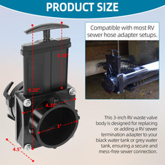 TonGass heavy-duty ABS construction highlights durability for RV waste systems.