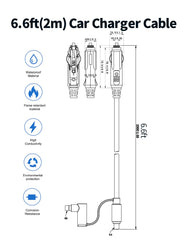 Bright orange cable improves visibility in outdoor camping or roadside scenarios.