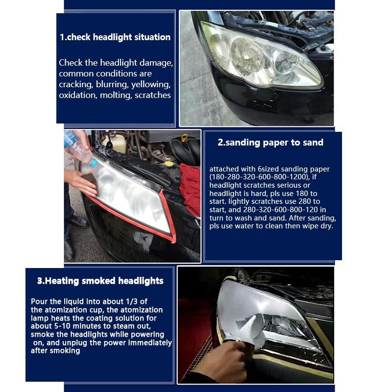 TONZACK sandpaper set smooths scratches for clear headlights.