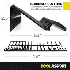 ToolAssort spring-loaded pliers holder keeps tools secured.