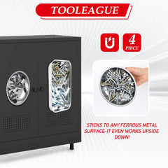 TOOLEAGUE 4-piece magnetic tray set keeps tools organized on ferrous surfaces.
