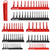 TOOLEAGUE red SAE socket tray keeps 1/4 drive sockets organized and easy to grab.