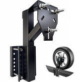 Toolhoper RV spare tire mount with heavy-duty frame securing tires on rugged trips