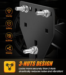 Toolhoper spare tire holder features rust-resistant powder coating.