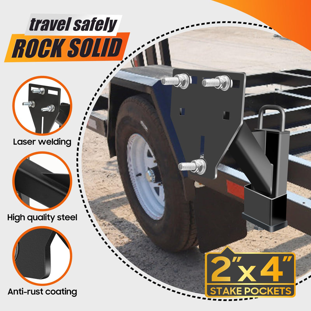 toolhoper stake pocket spare tire mount compatible with 4-8 lug patterns for versatility