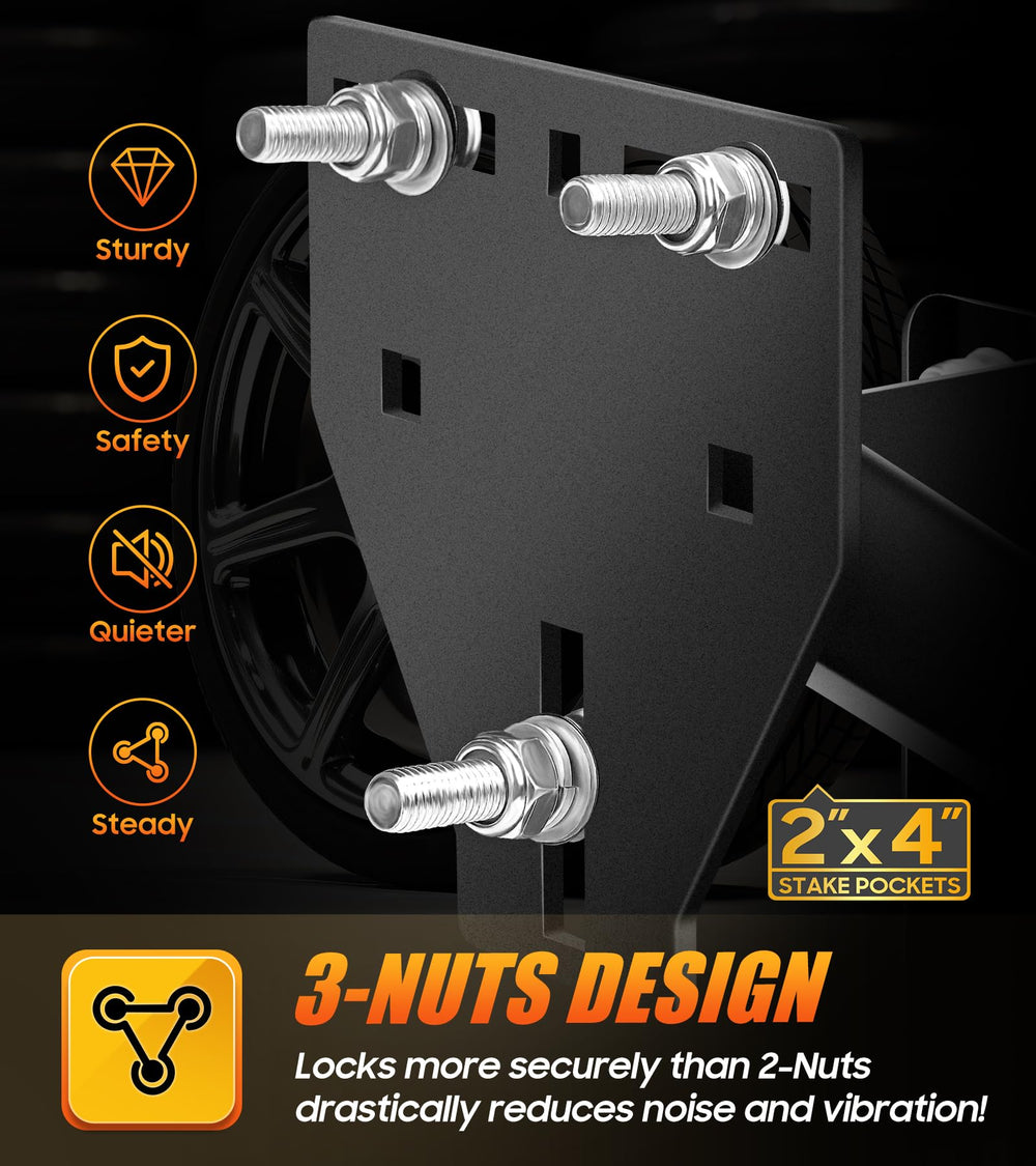 toolhoper stake pocket spare tire mount three-nut-lock prevents vibration and keeps tire secure