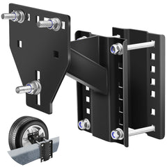 Toolhoper trailer spare tire mount with 3-nut lock for secure travel.