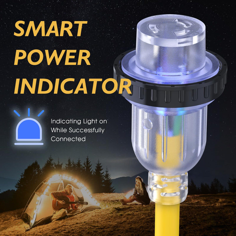 TOOLIOM LED power indicator glowing on adapter for quick confirmation.
