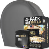 TOOLTROOPERS TIRESHIELD PRO front-view tire cover demonstrates all-weather protection for RV tires