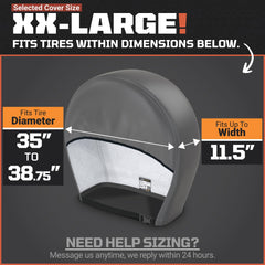 TOOLTROOPERS TIRESHIELD PRO six-size fit guide helps select snug camper cover.
