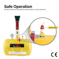 Tooluxe 30007L gauge reading clearly displays recommended pressure for precise bead seating.