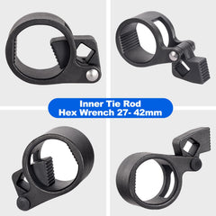 Toolwiz universal inner tie rod tool shown in workshop setup for smoother tie rod work.