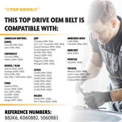 TOP DRIVE belt with 88-74 inches circumference for precise fit.