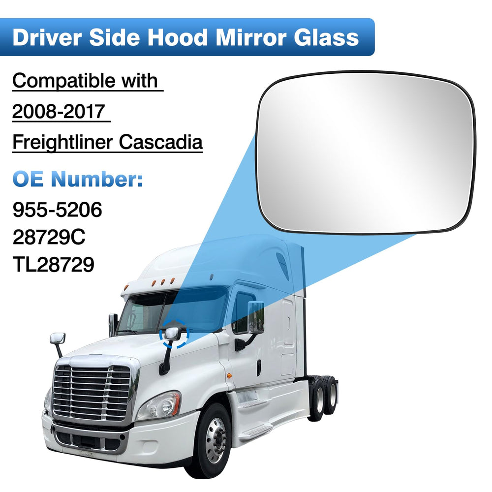 TOP-MAX hood mirror glass backplate for Cascadia provides secure mounting.
