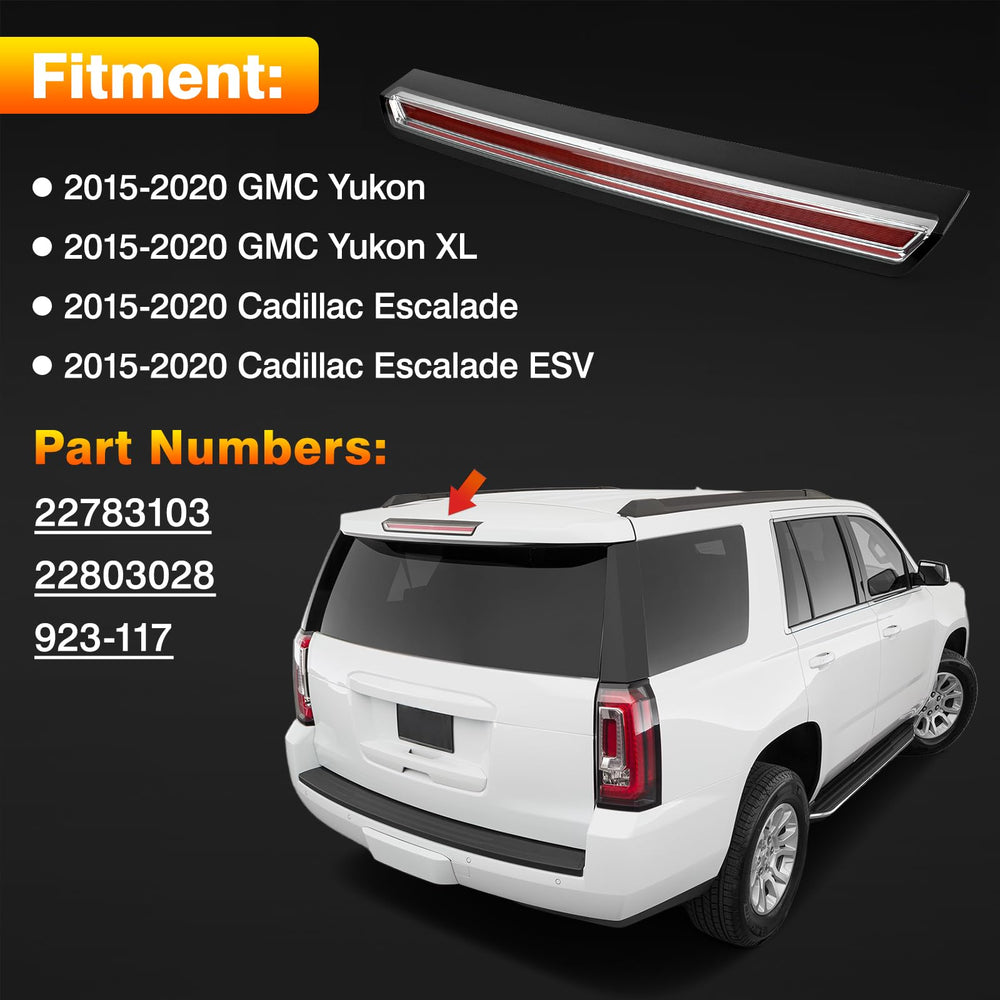 TOP-MAX LED high mount stop light installed on Yukon; plug-and-play fit for quick replacement.