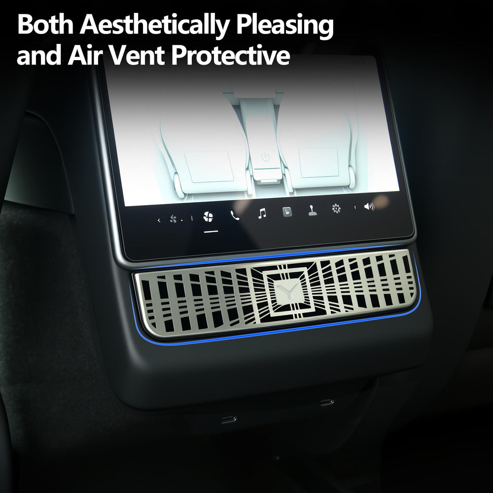 Topabyte rear vent cover for Model 3 Highland protects rear screen frame.