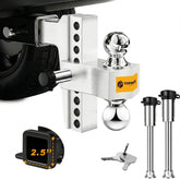 TopBee adjustable trailer hitch with 8-inch drop for precise alignment.