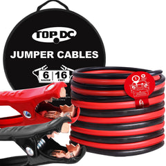 TOPDC TD-P0616 storage bag keeps jumper cables organized for easy roadside use.