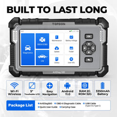 TOPDON AD500 battery test and voltage monitoring.