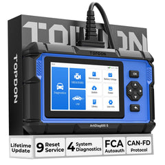 TOPDON AD600S color screen shows clear fault codes and results.