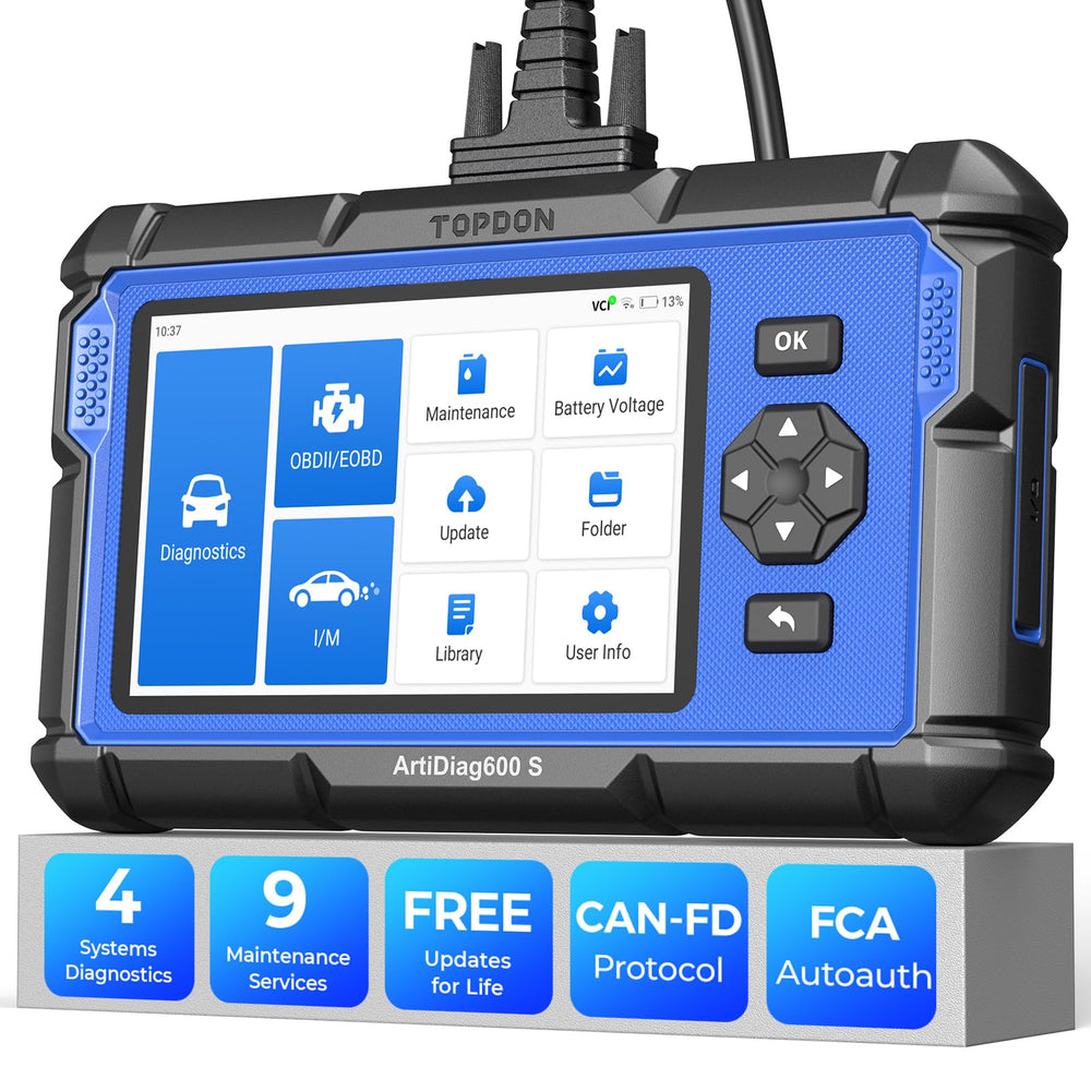 TOPDON AD600S OBD2 scanner display for quick fault code retrieval
