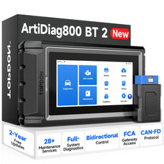 Topdon AD800BT V2.0 front panel in workshop for efficient diagnostics