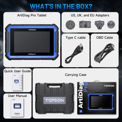 TopDON ArtiDiag Pro packaging includes essential cables and adapters