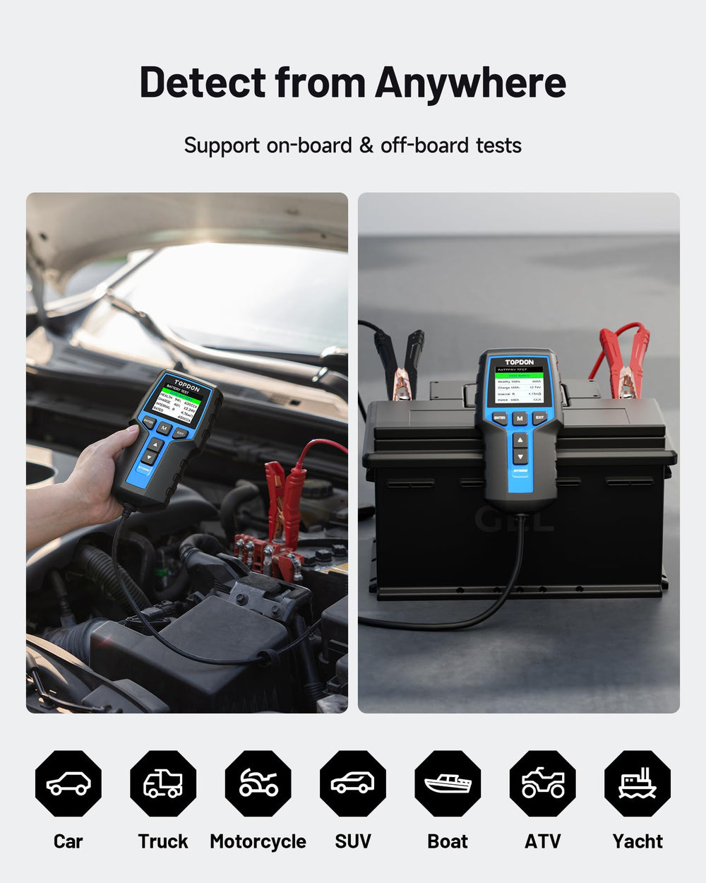 TOPDON BT200 operates from -4°F to 140°F for cold-weather battery checks.