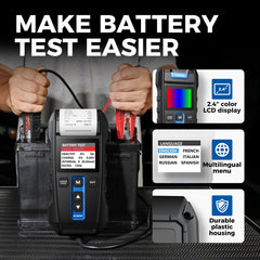 TOPDON BT300P color screen readout showing battery and charging status