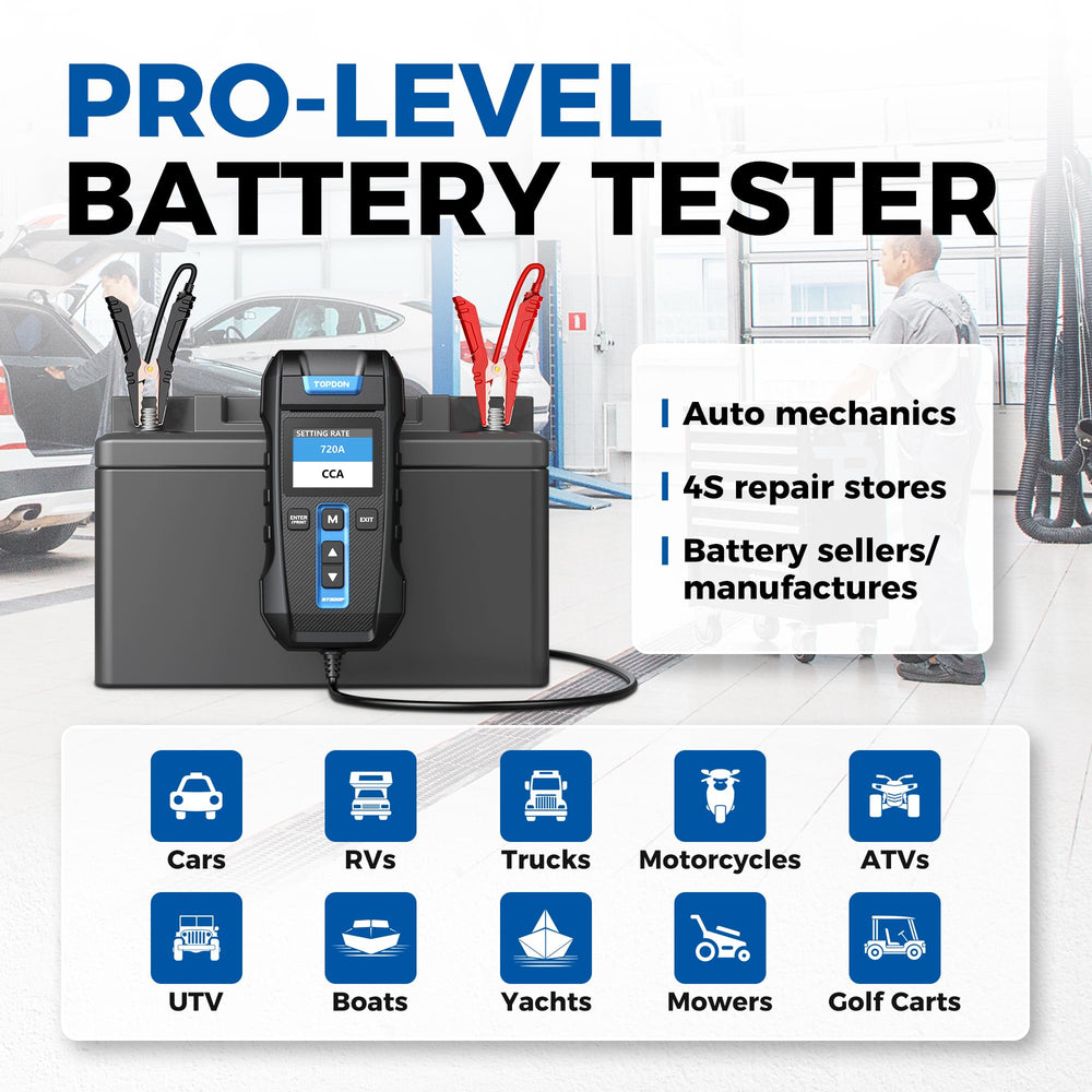 TOPDON BT300P broad vehicle compatibility supports multiple vehicles
