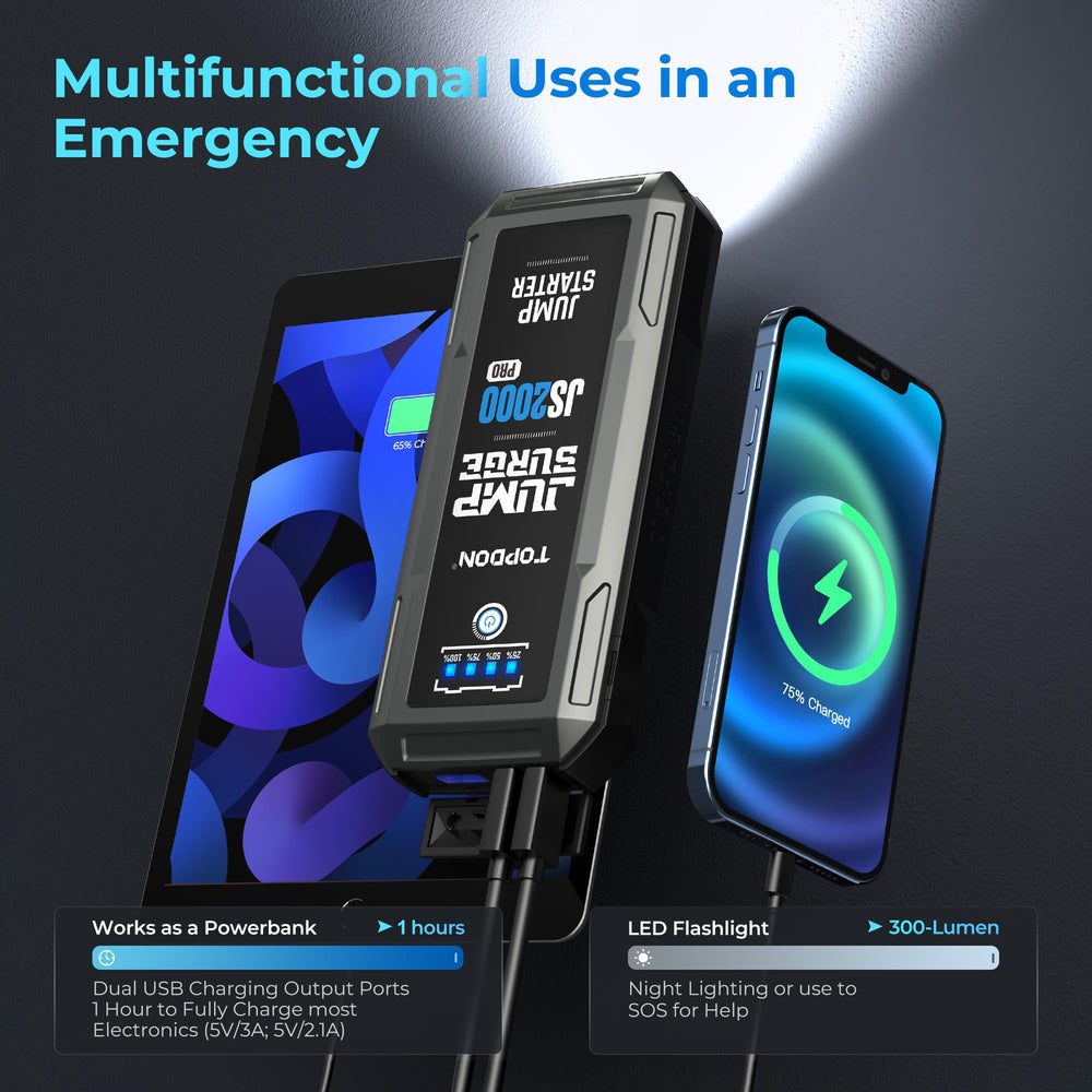 TOPDON JS2000Pro USB-C output powers devices on the go