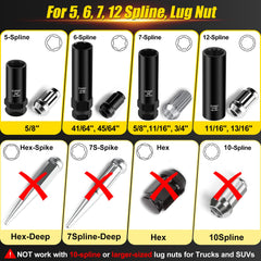 Topec 5-spline socket fits compatible lug nuts for secure removal