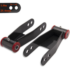 TopEnd 2-inch rear drop shackle enhances rear stance for stable highway driving.