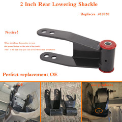 TopEnd rear lowering shackle replaces OEM, enabling smoother ride quality.