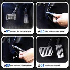 Topfit nonslip pedals for Tesla emphasize durable aluminum and grip.