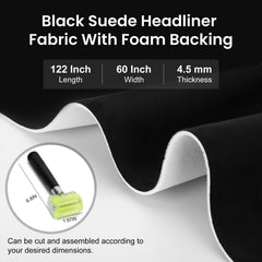 Topfurn suede headliner fabric roll-out demonstrating large sheet