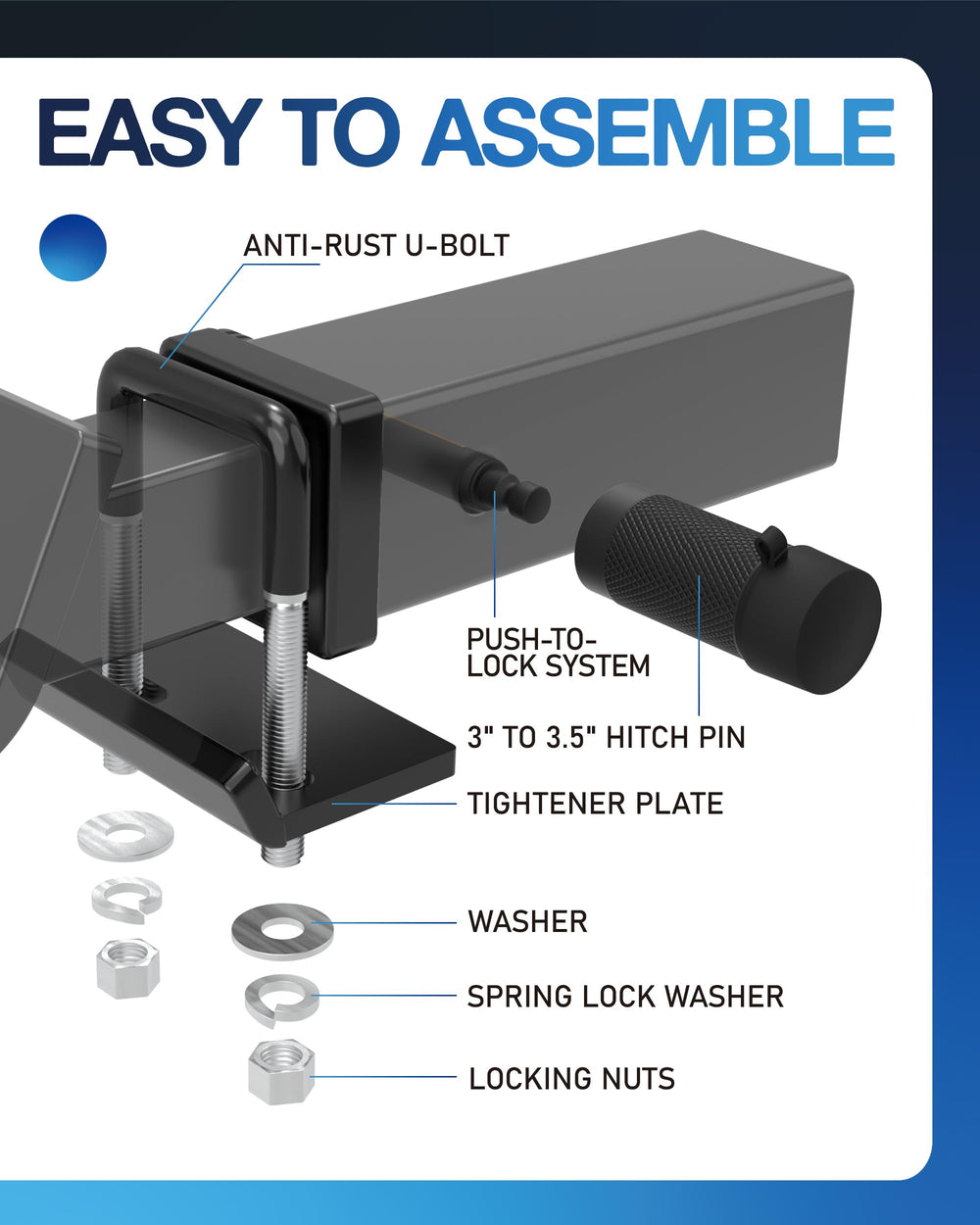 TOPICK adjustable pin length from 3 to 3.5 inches for a snug fit