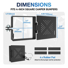 TOPICK aluminum end cap demonstrates durable construction on a 4x4 RV bumper.