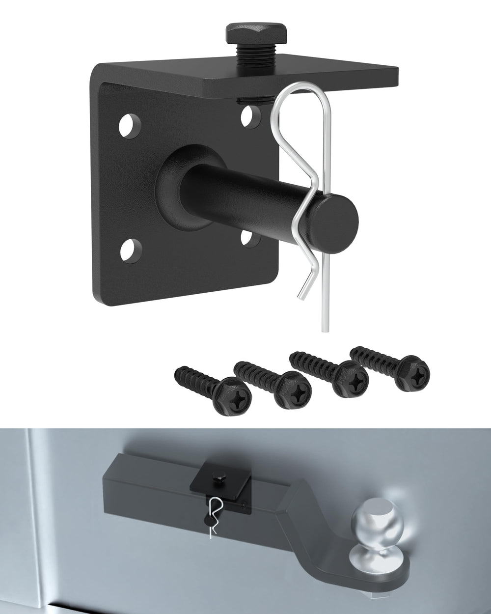 TOPICK Ball Mount Storage Sleeve attached to a 2-inch hitch keeping gear organized.