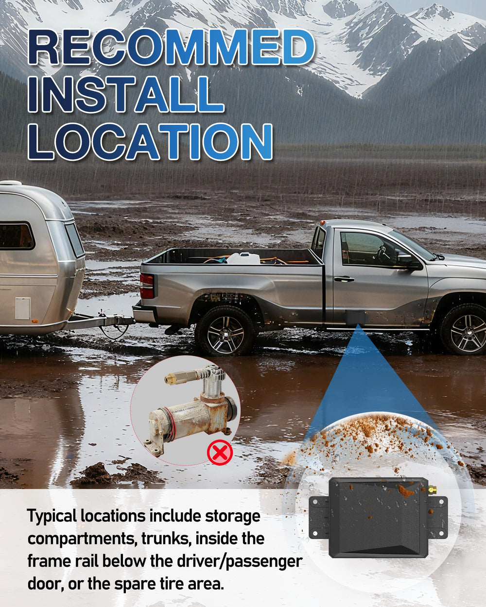 Topick compatible with most air bag suspension systems on popular trucks